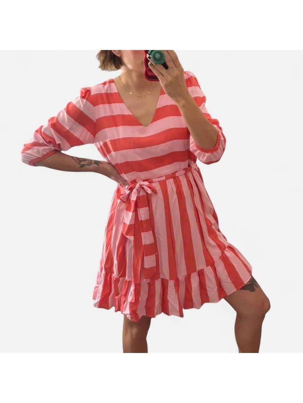 NWT Pink Red Striped Dress